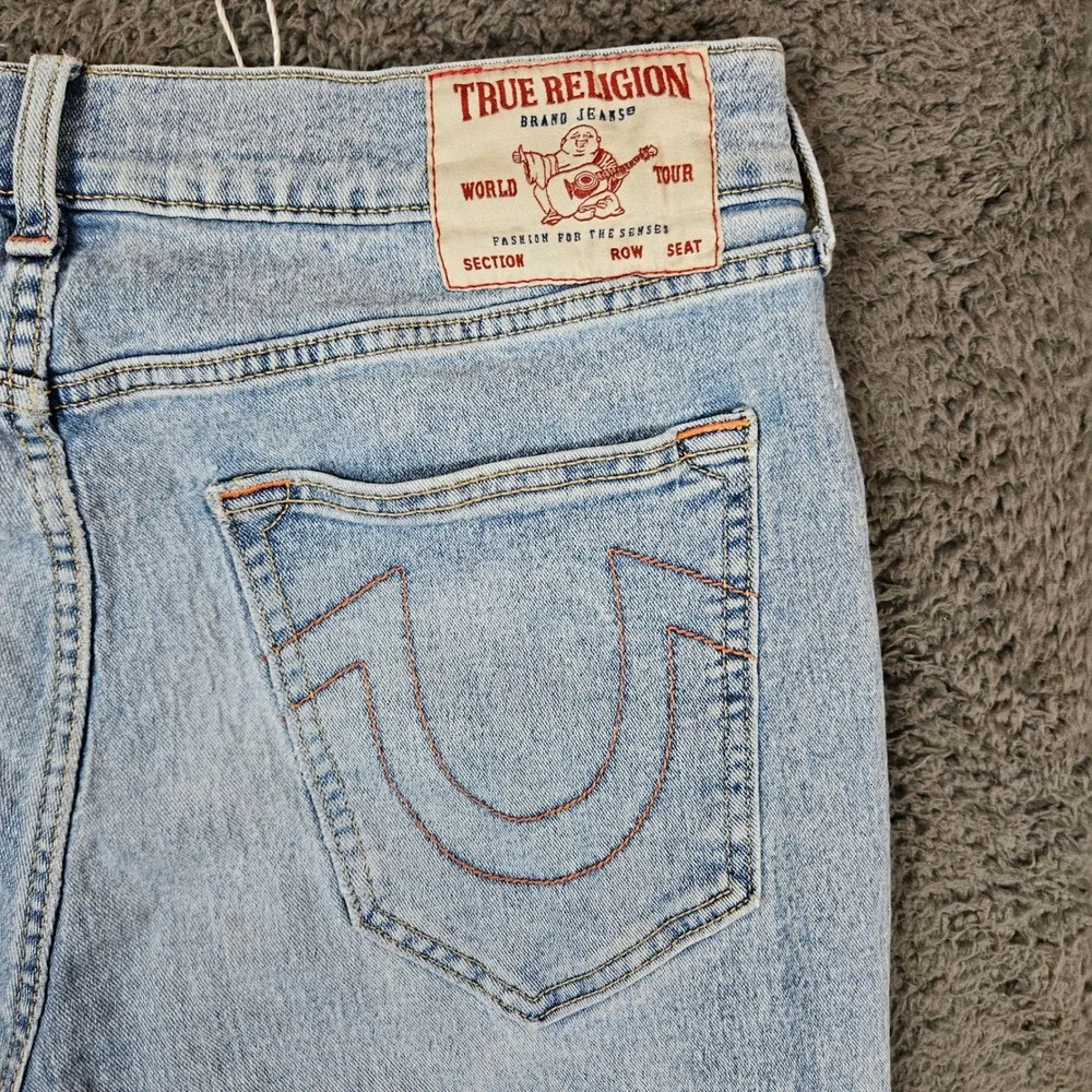 True Religion Ricky Relaxed Straight Jeans Mens 34 Light Wash Blue